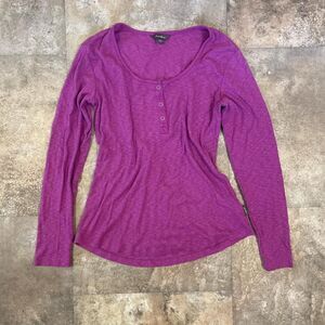 eddie bauer y2k pink purple longsleeve henley button up size small